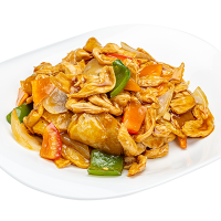 Соевое мясо с картофелем и овощами